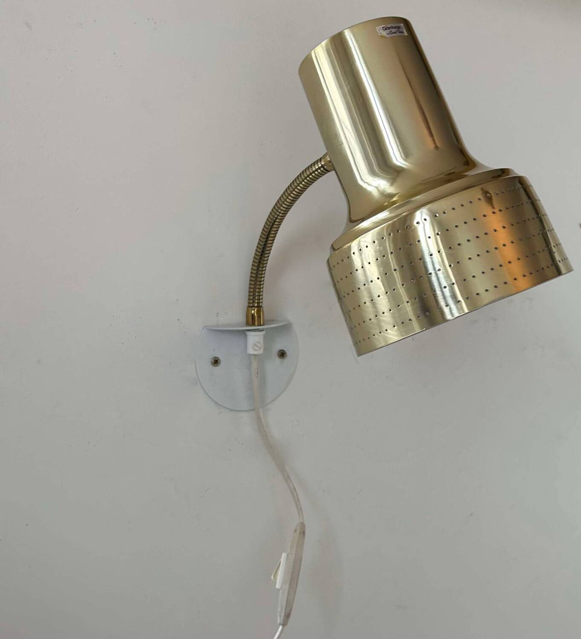 Vintage adjustable wall lamp, perforated brass, Carl Thore Suede 1960