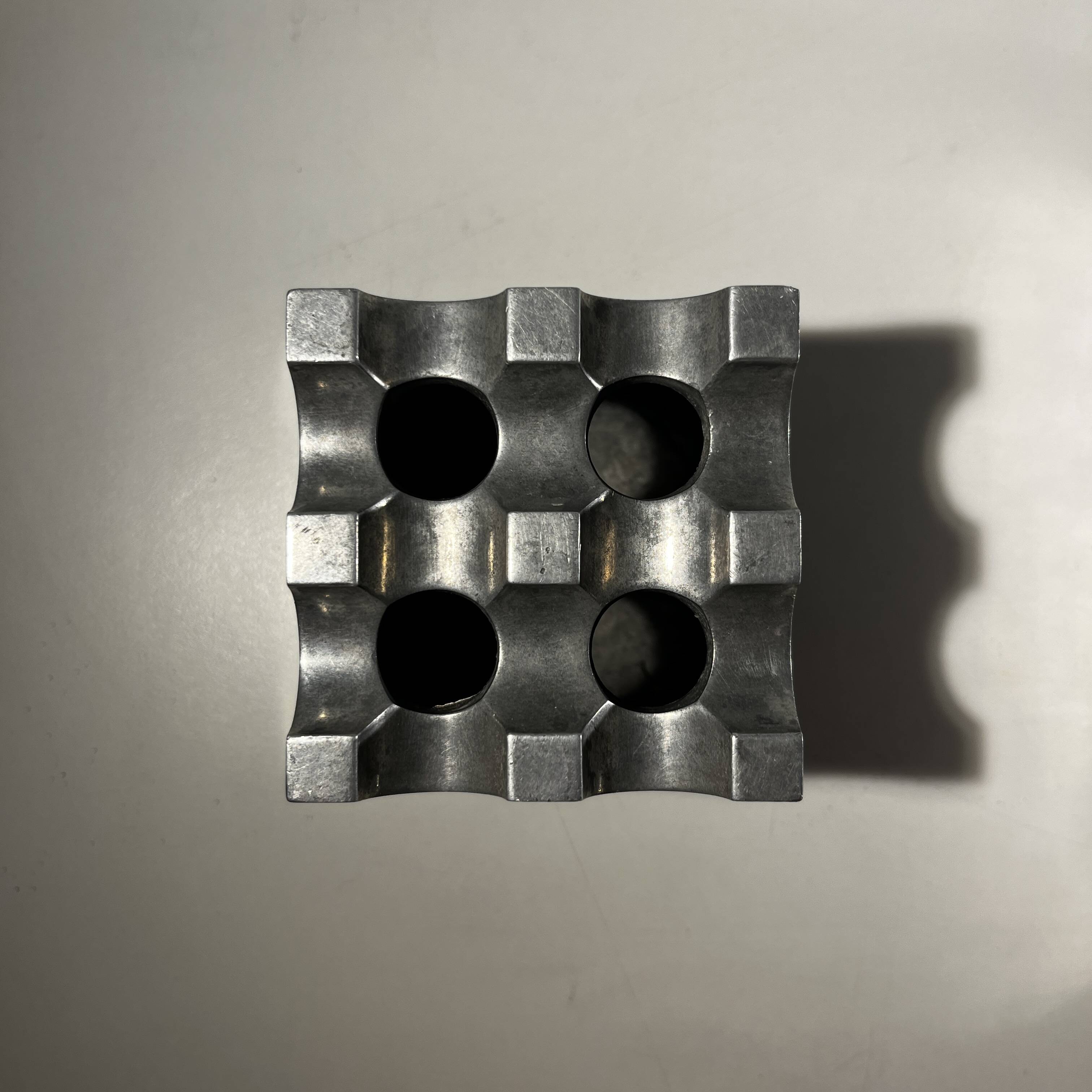 "Ultima15" set of 2 brutalist ashtrays, cast aluminum, ca 1970