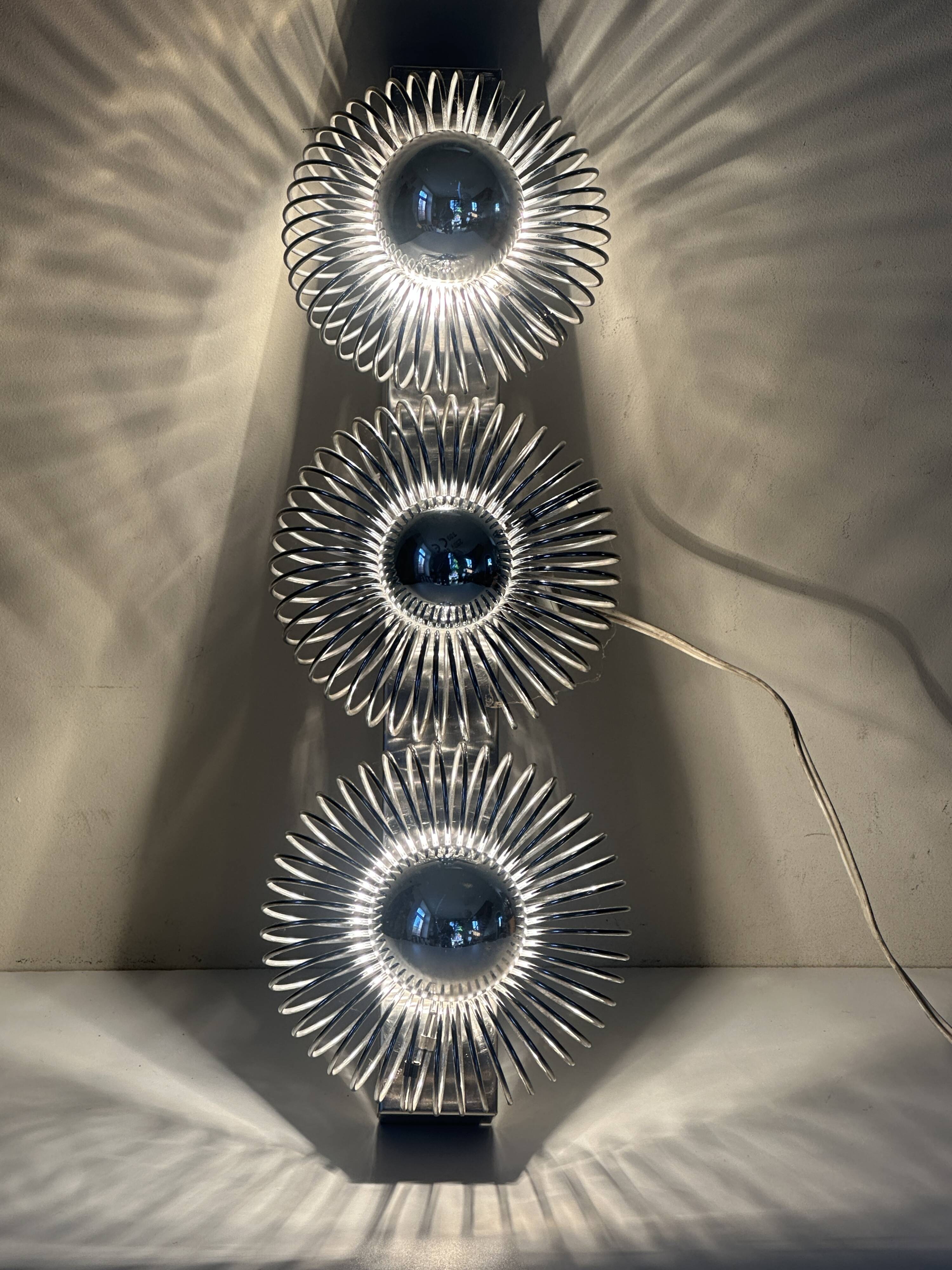 Sconce springs 3 vintage lights design 70s