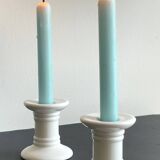 Pair of White Ceramic Candlesticks