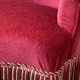 Old raspberry velvet toad armchair