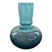 Vase en verre bullé bleu en verre bullé