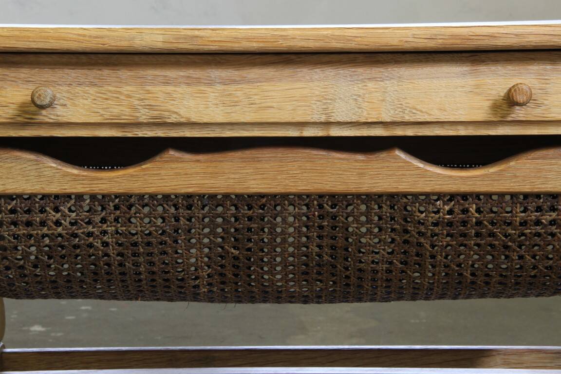 Vintage 1960s Danish oak coffee table, brutalist mid-century, style of Kjærnulf