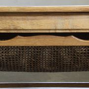 Vintage 1960s Danish oak coffee table, brutalist mid-century, style of Kjærnulf