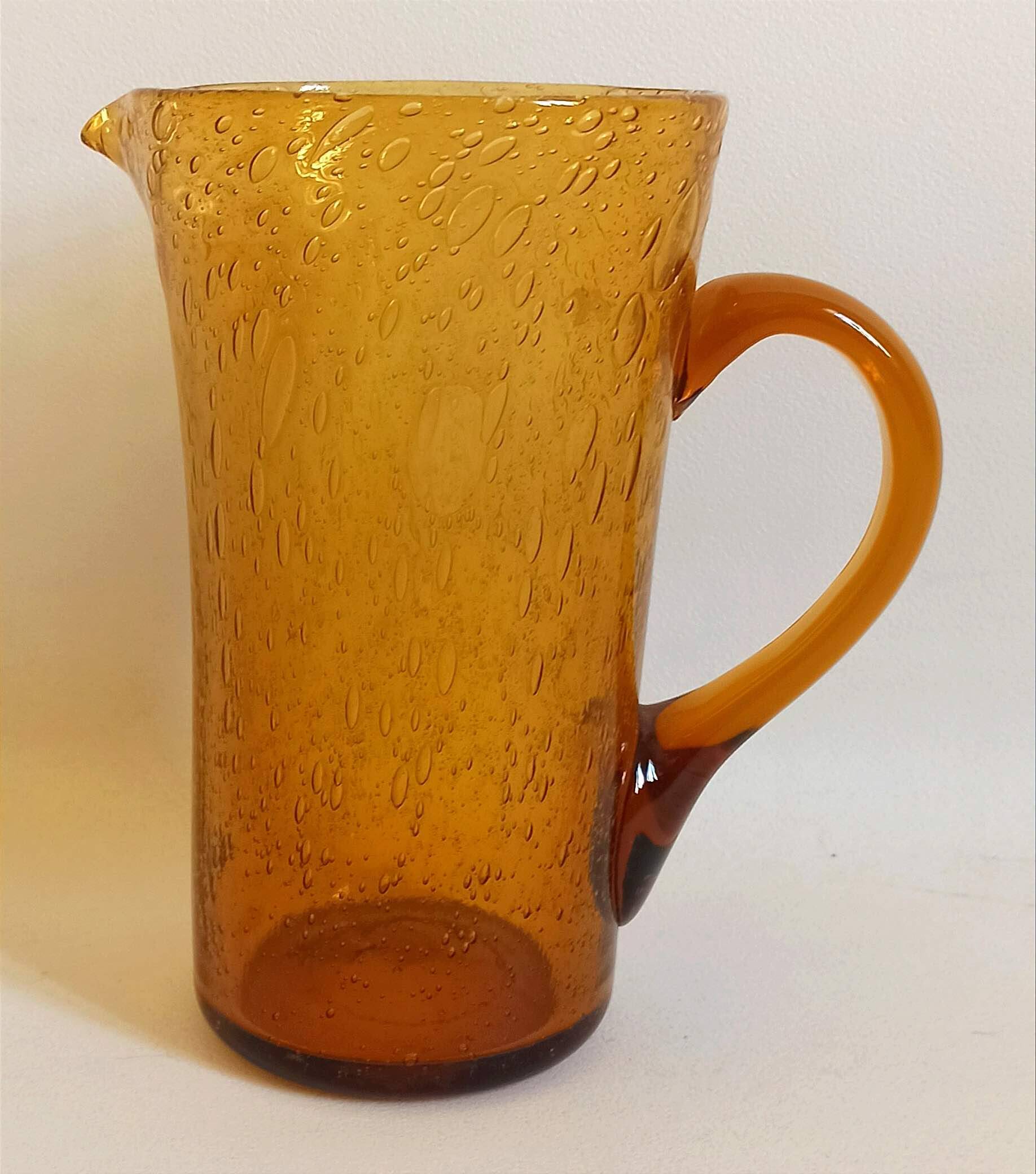 Biot carafe, amber glass, 1970s, height 21 cm