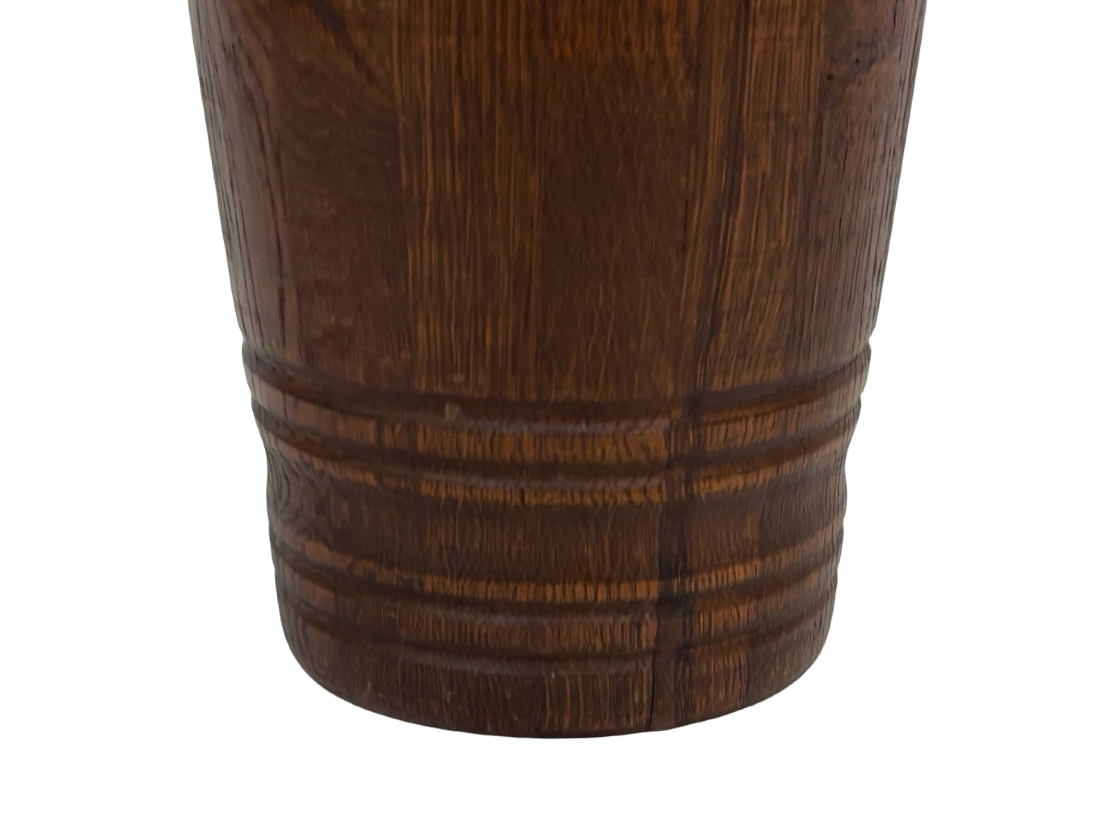 Vintage umbrella stand - holder oak basket storage design 60's minimalist