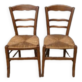 Pair of straw chairs