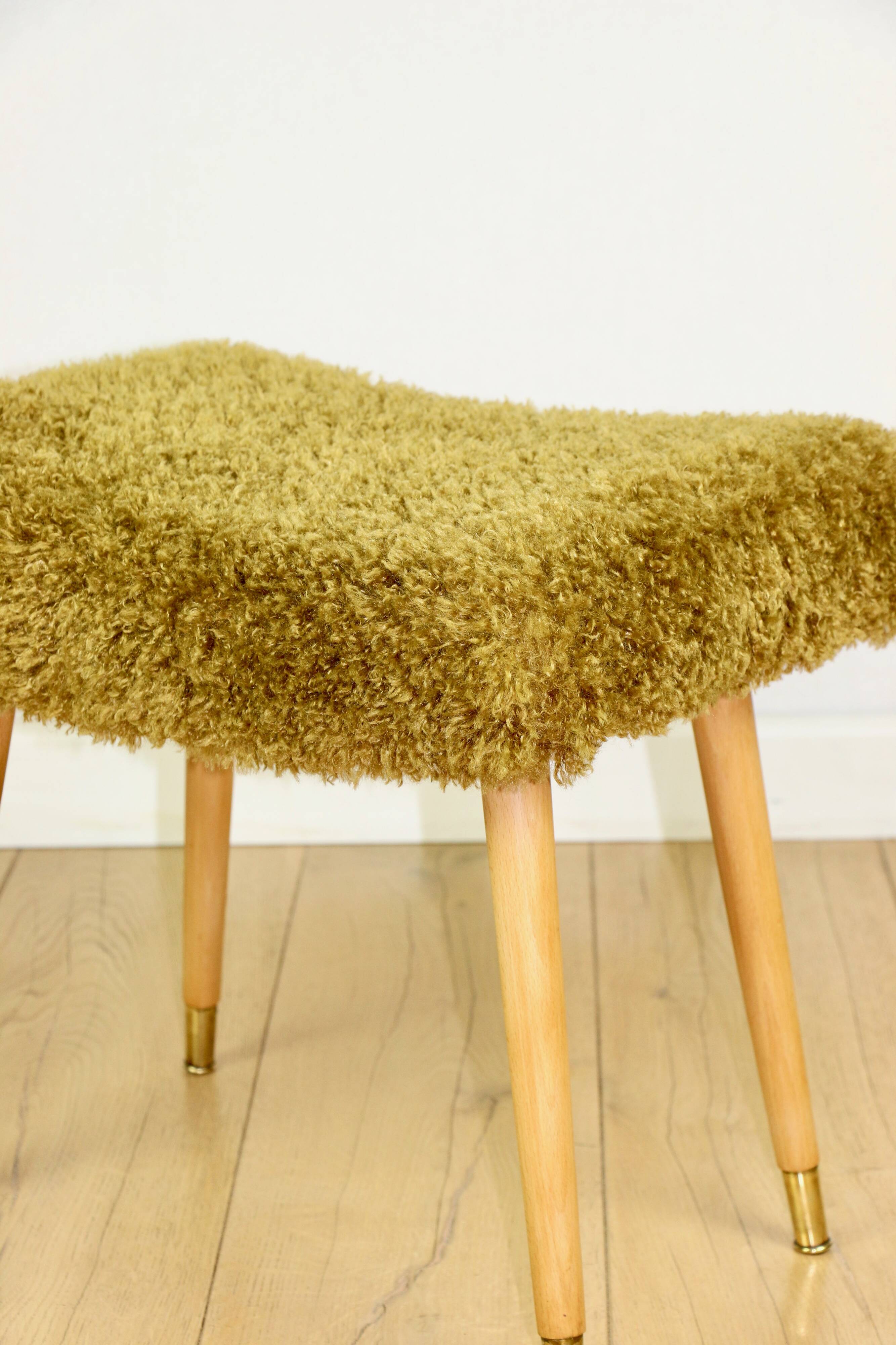 Edmund Homa stool high seat khaki / olive - golded beech legs
