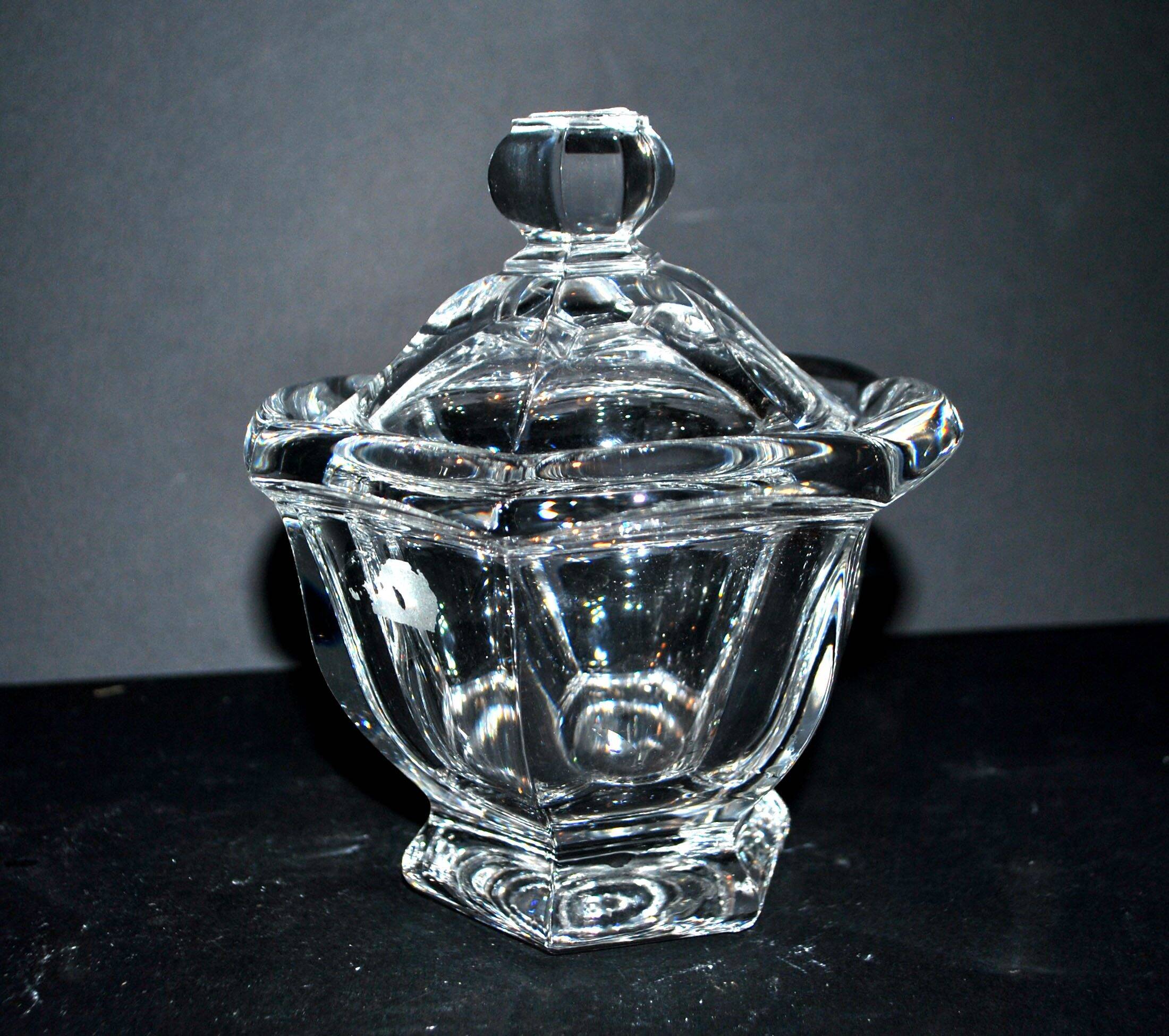Baccarat Harcourt Missouri Flat Ribbed Crystal Sugar Bowl - Defect