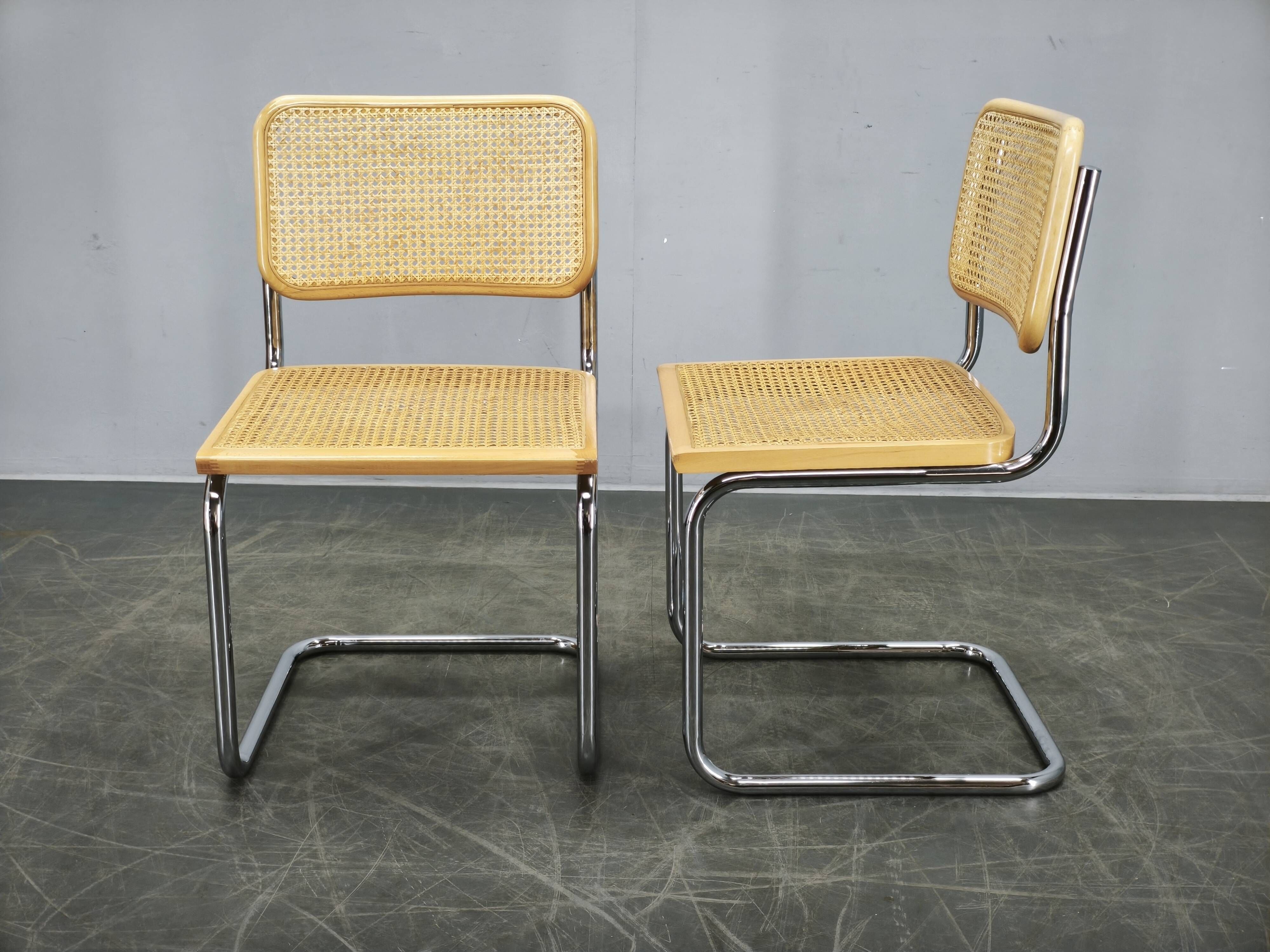Pair of Italian Cesca Cantilever Chairs after Marcel Breuer, 1970s