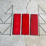 Set of 3 wall shelves thong with metal studs in pins - design 1950
