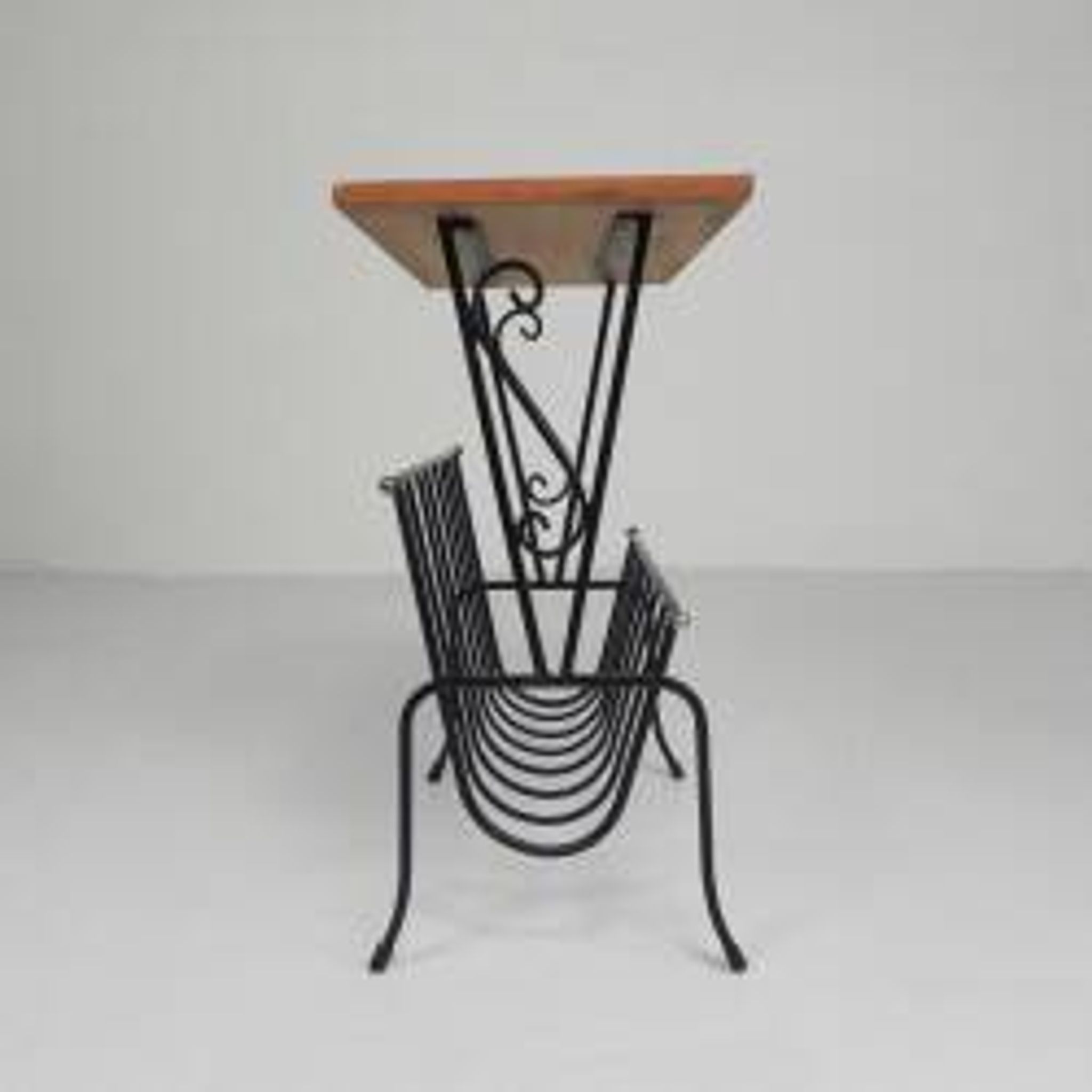 Vintage side table, magazine rack with Hemiksem tile, 1950s