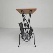 Vintage side table, magazine rack with Hemiksem tile, 1950s