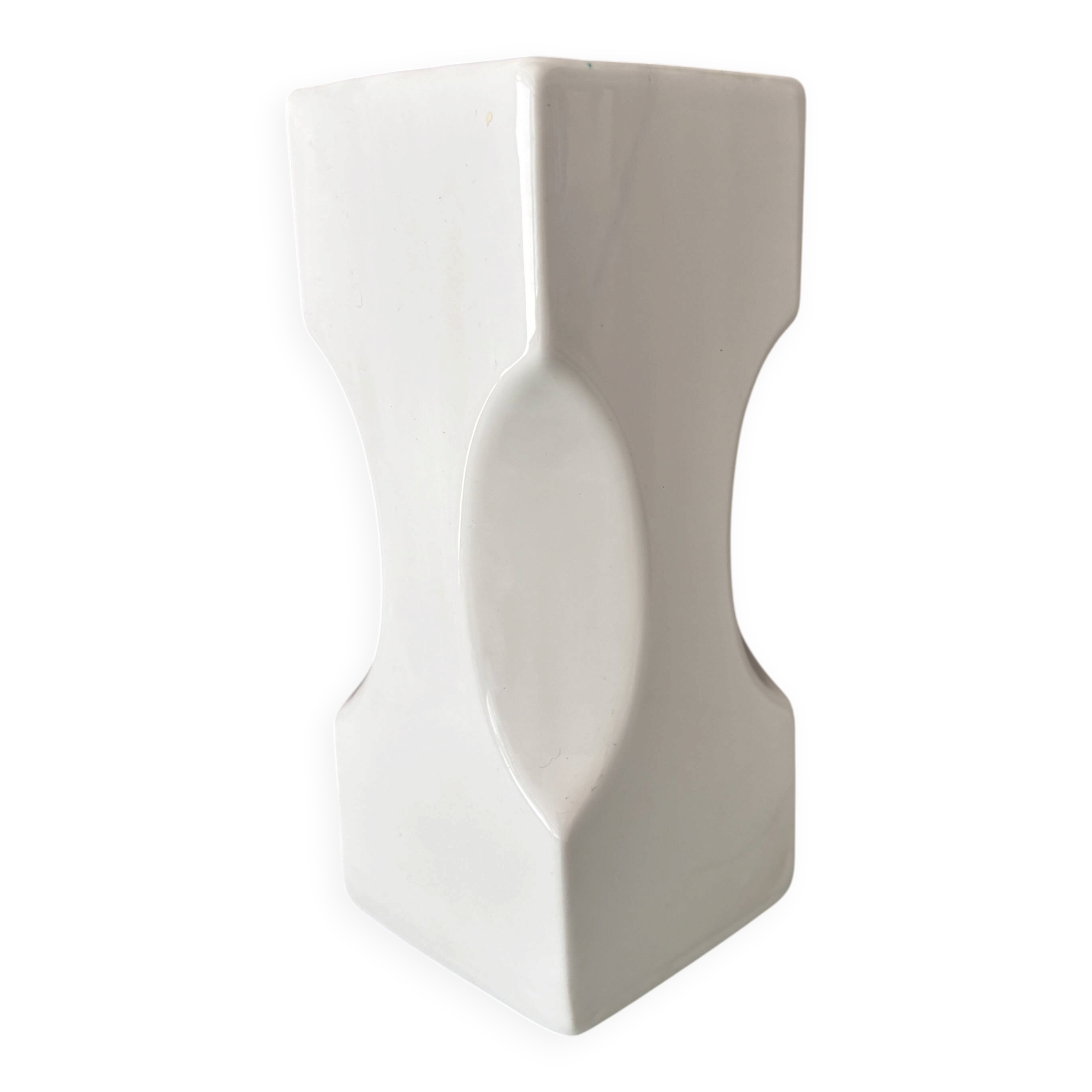 Vintage Sculptural White Ceramic Vase | Postmodern / Memphis Style