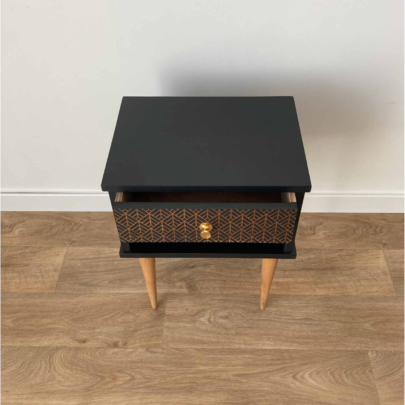 Black bedside, a drawer