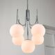 Vintage Italian Chrome and Opaline Chandelier, 1970s