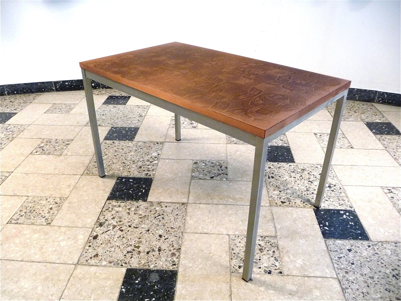 Copper side table with abstract relief from Opal Möbel, West-Germany 1960s
