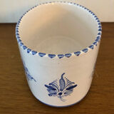 Ceramic pot blue floral decoration vintage signed modra