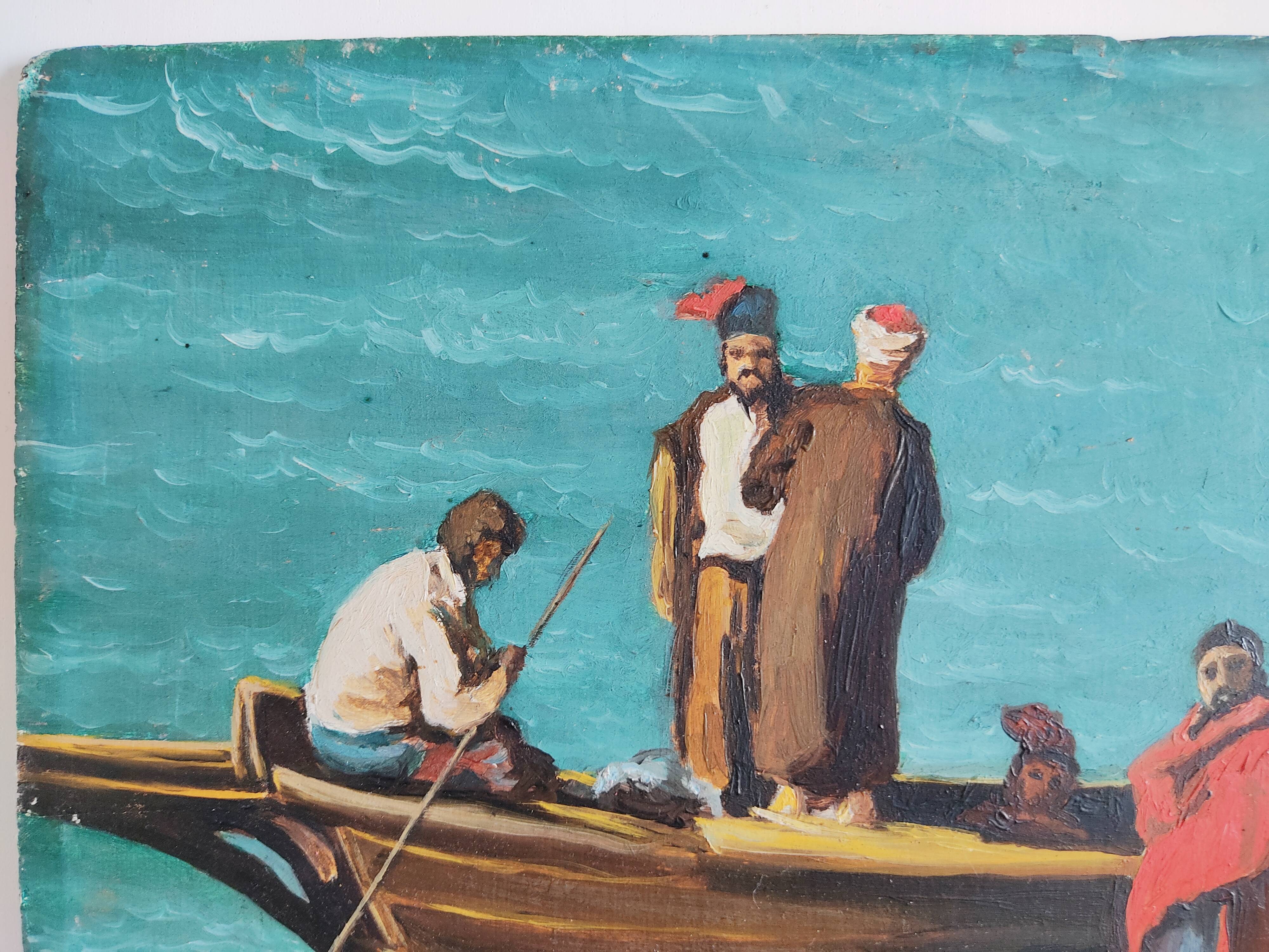 Orientalizing oil painting on panel 29.5 x 22 cm