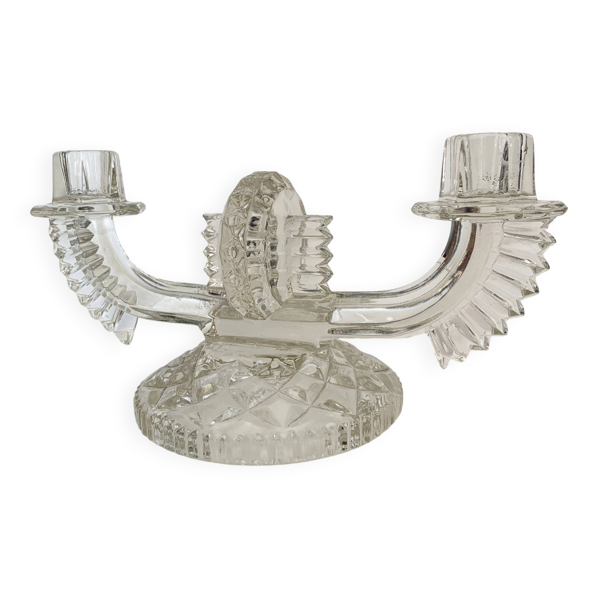 Czechoslovak moulded glass candlestick