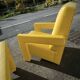 Pair of armchairs in sunny yellow leather