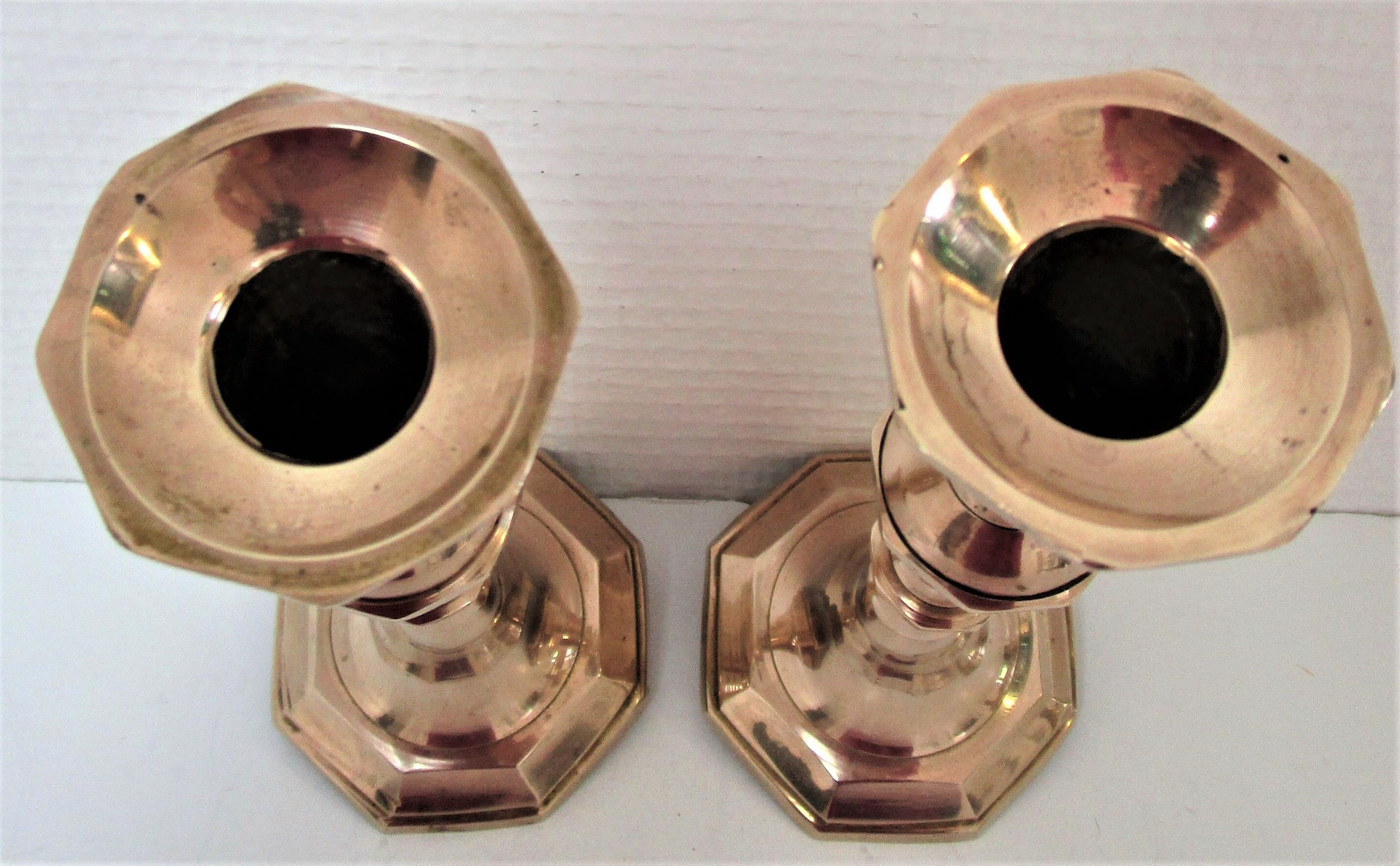 Pair of neo classic solid brass candle holders 60s