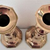 Paire de bougeoirs laiton massif néo classiques années 60