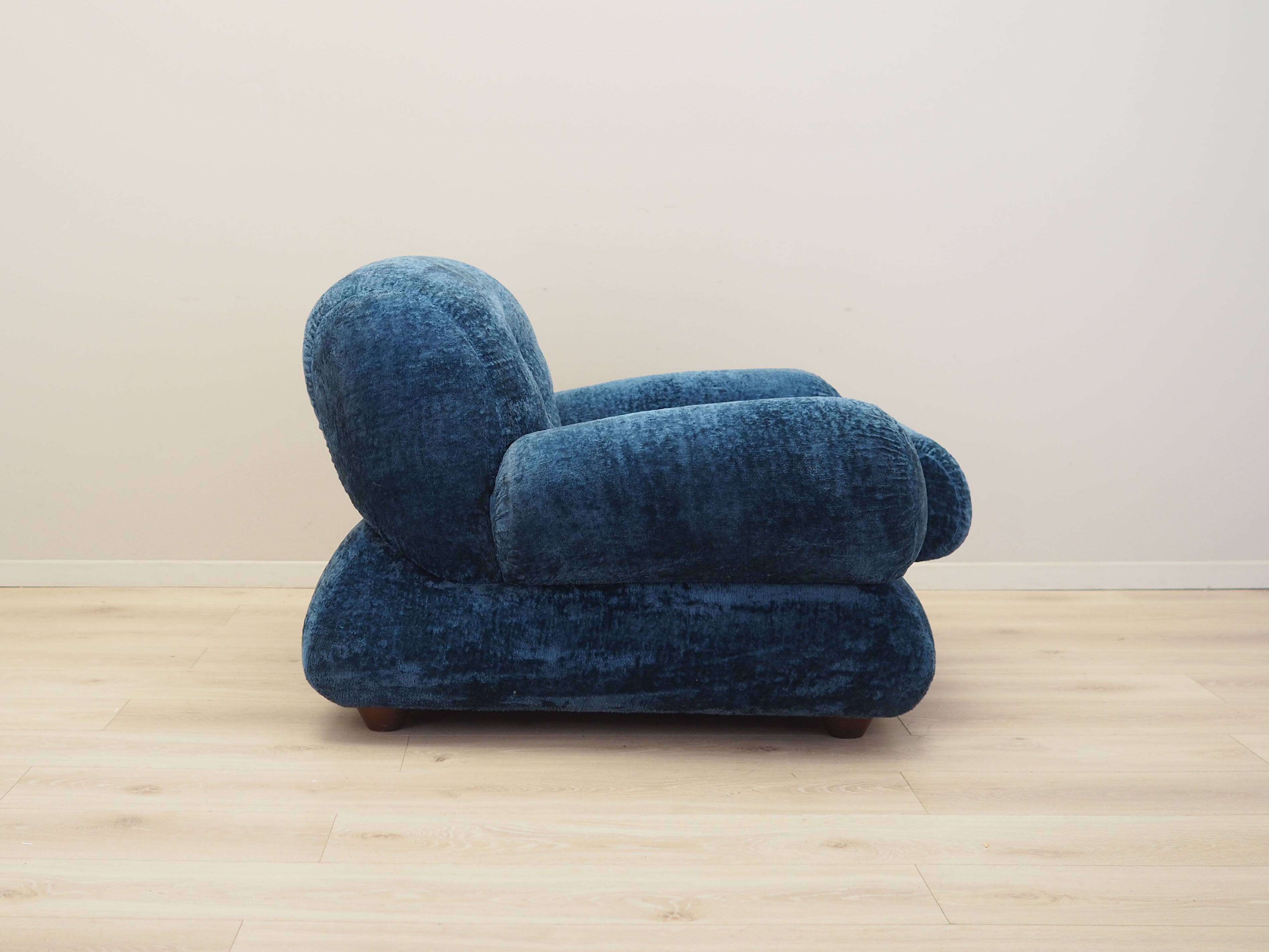 Blue armchair, Italian design, 1970s, production: Italy