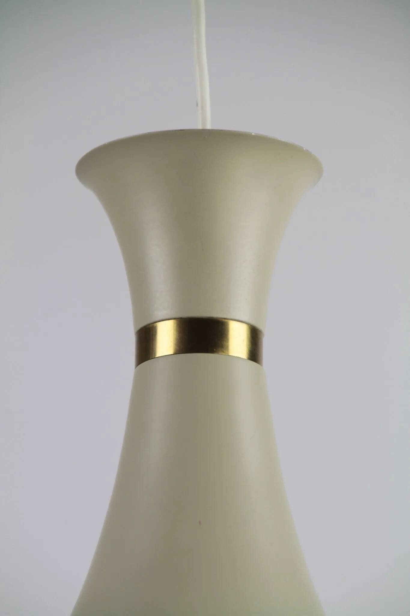 Light Grey Metal Pendant Lamp – Diabolo Shape, Scandinavia, 1960s