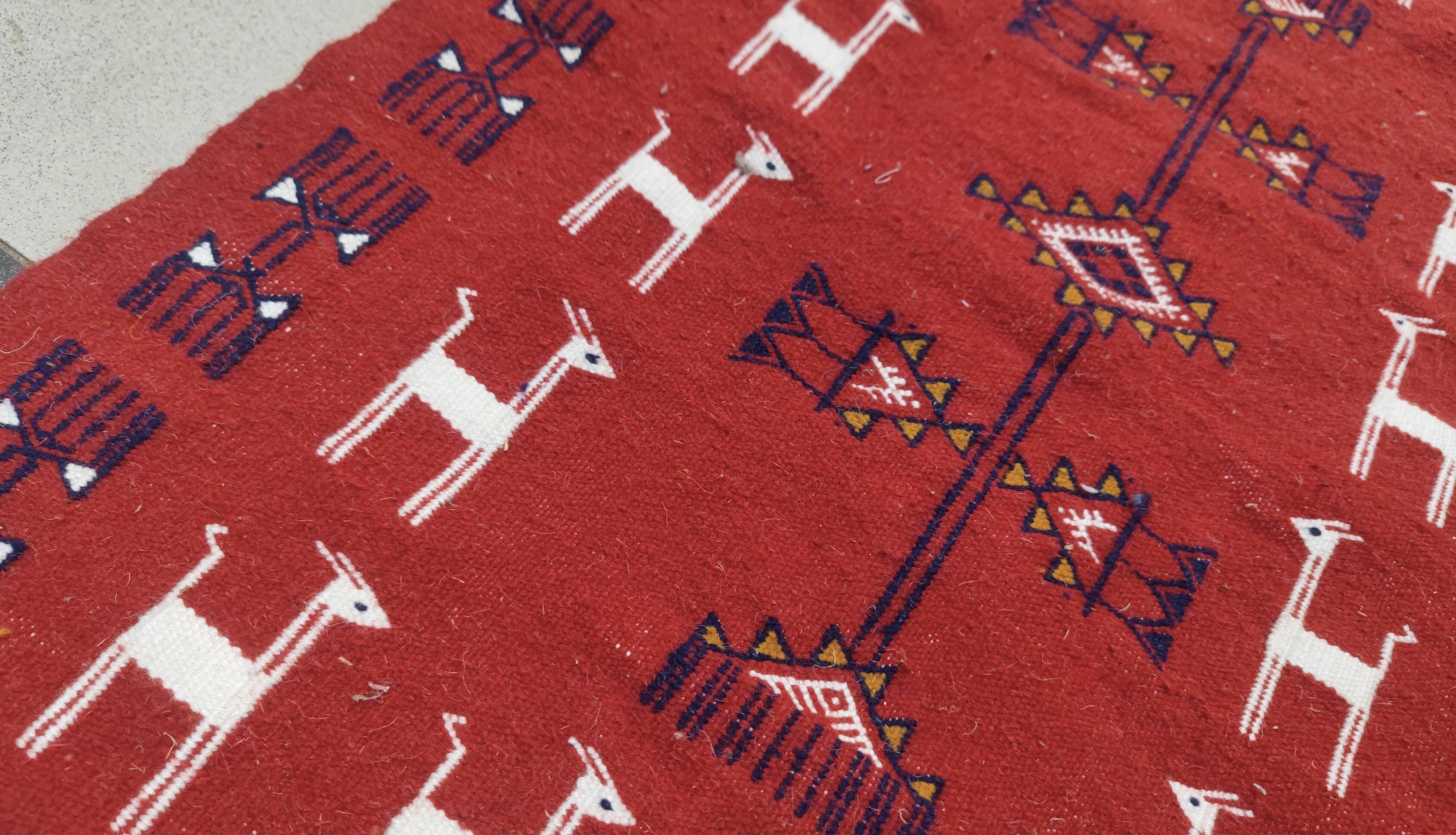 Hand-woven kilim rug with Berber patterns