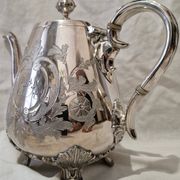 Napoleon III teapot in silver-plated metal – 19th century – Rococo decoration