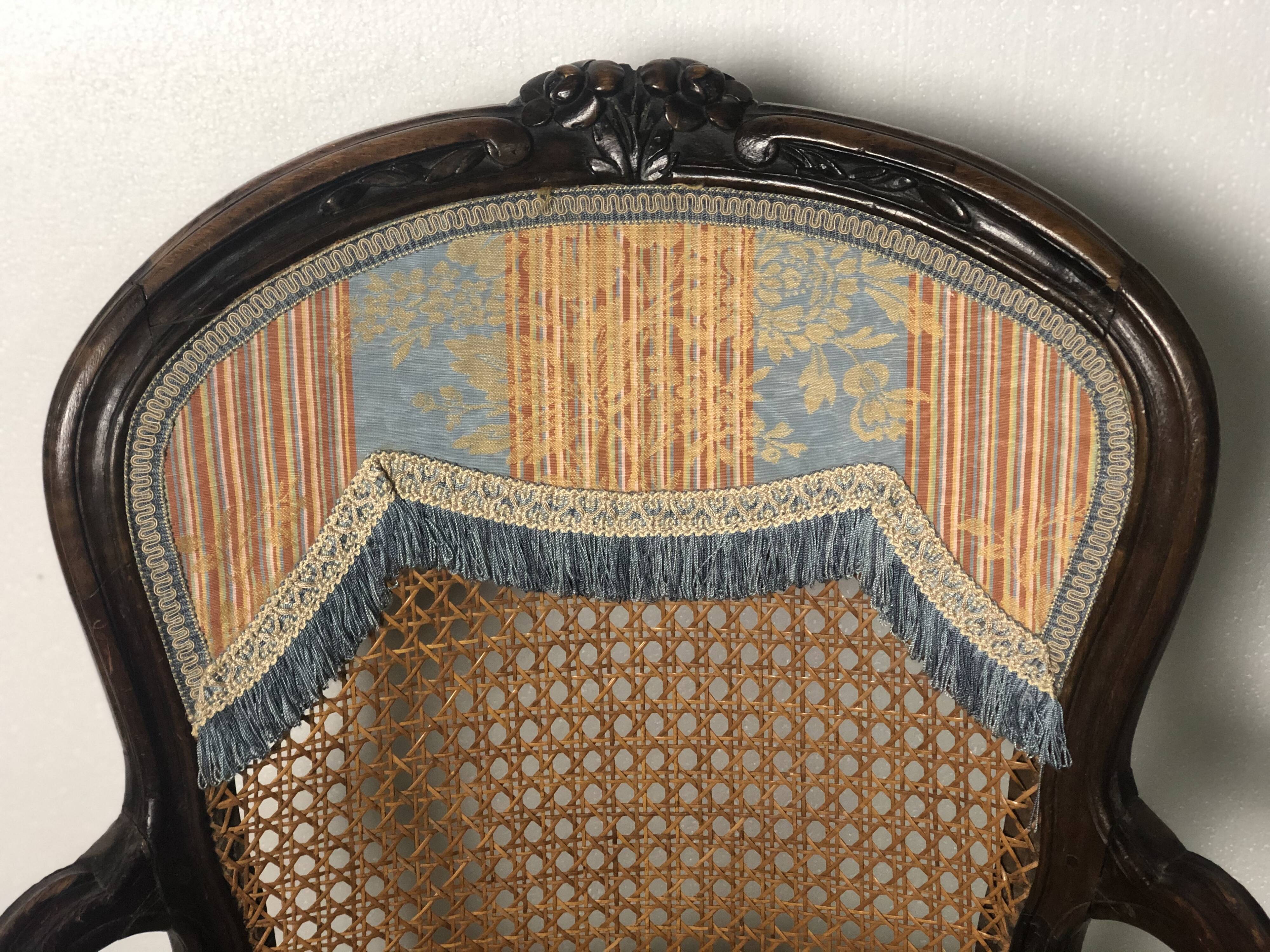 Convertible armchairs Louis XV era in walnut moulded and cannes
