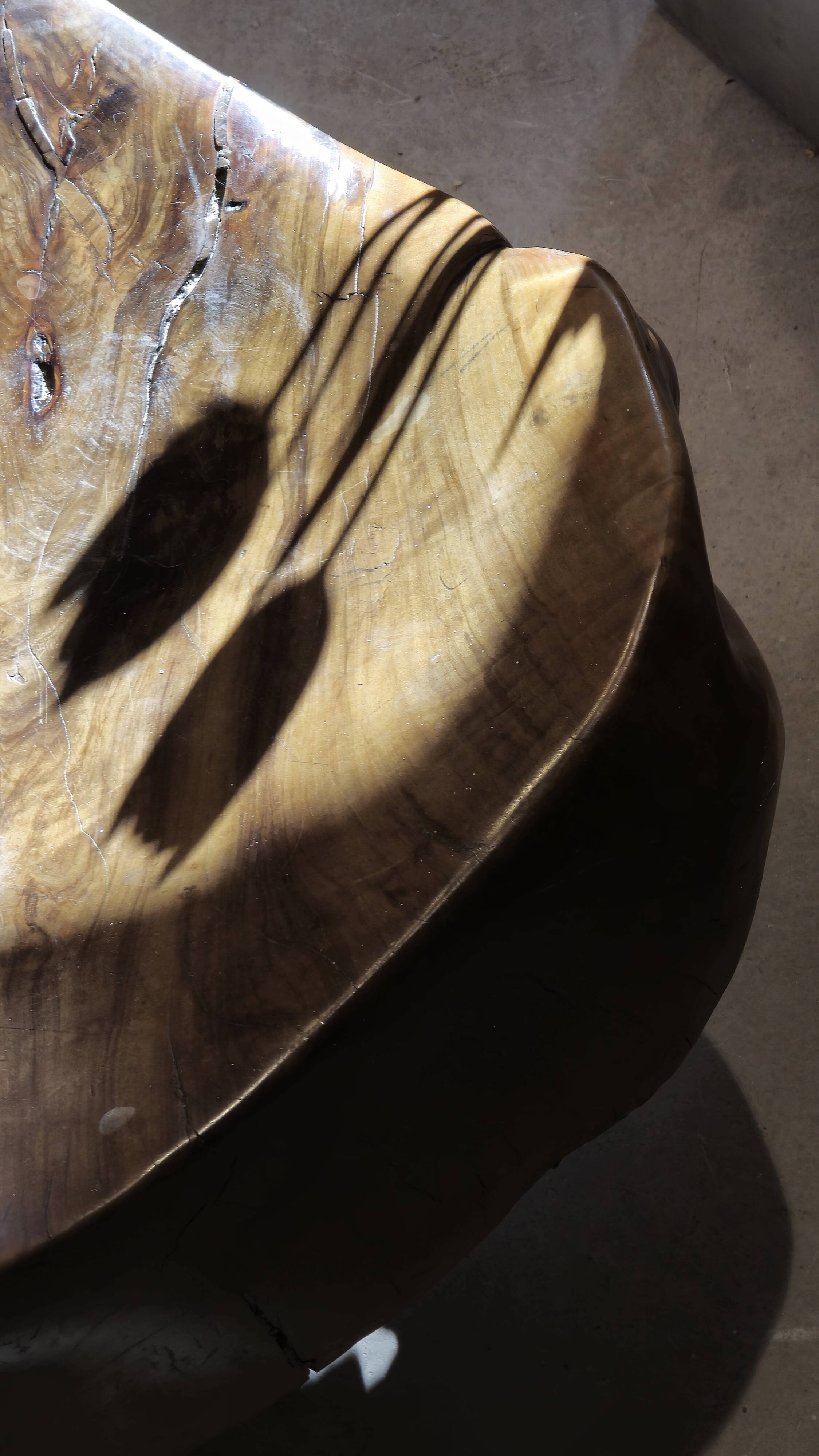 Olive wood sculpture armchair