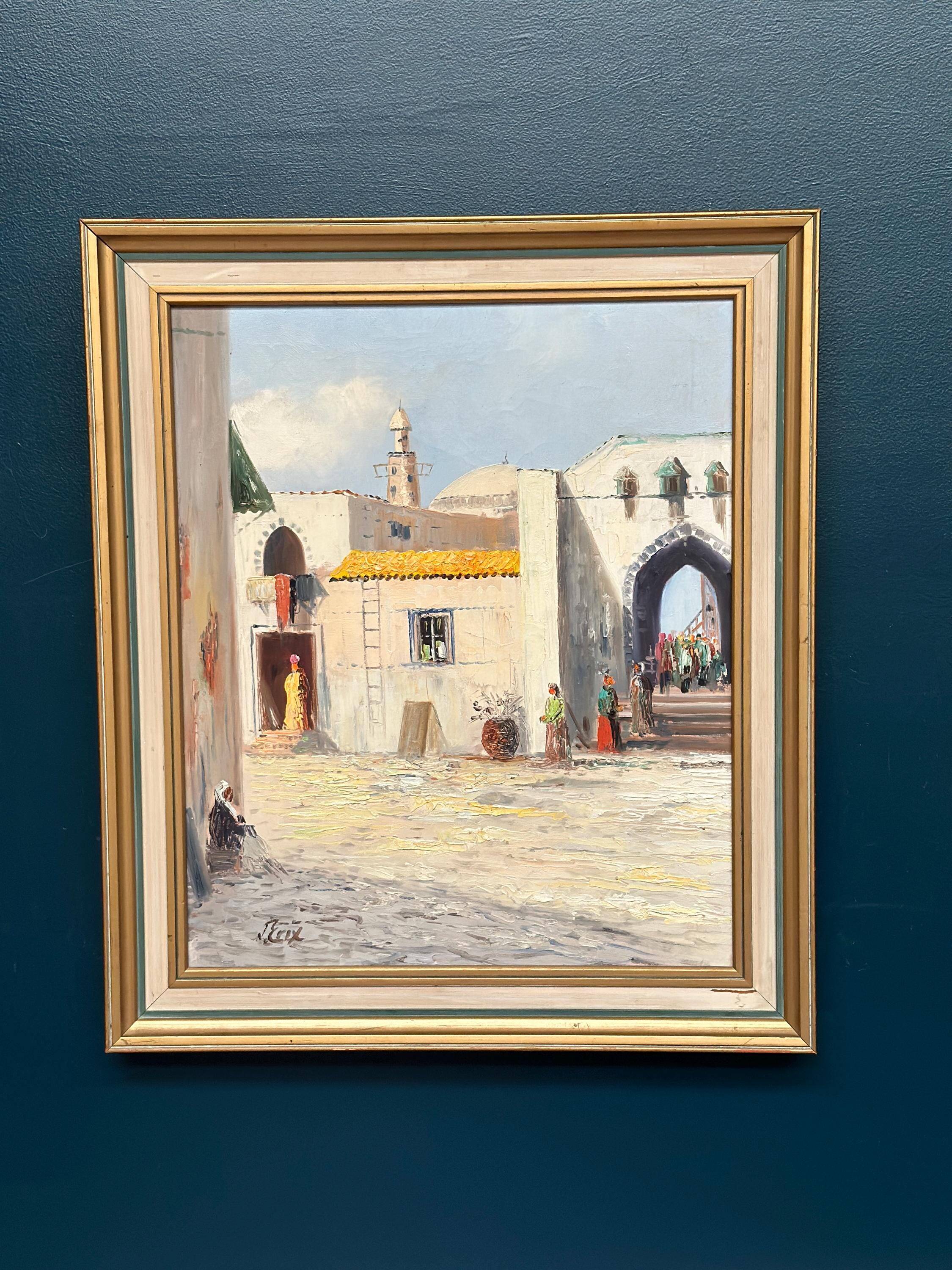 Swedish Oil on Canvas – “Southern Street” by J. Erix
