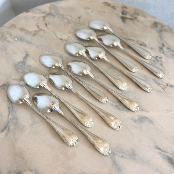 Series of 11 large old spoons, silver metal