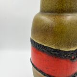 Khaki and red ceramic vase