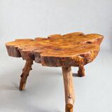 Olive root coffee table in brutalist style.