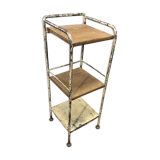 Former industrial metal and solid oak bedside