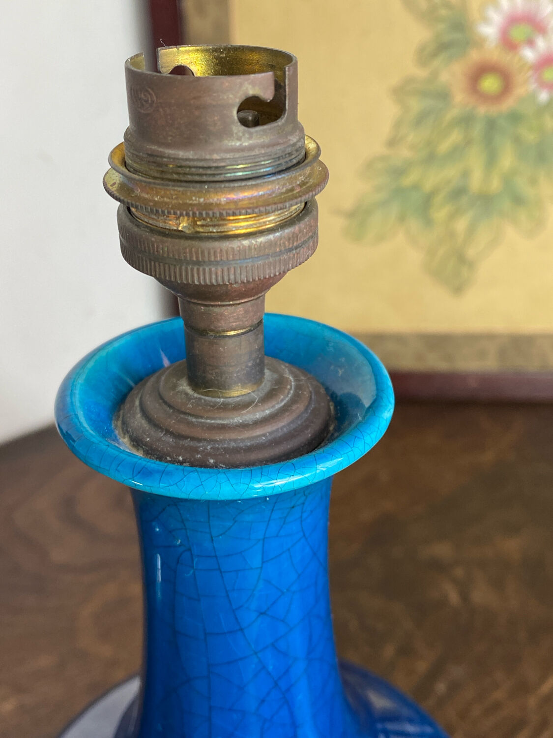 Pair of crackled ceramic lamps