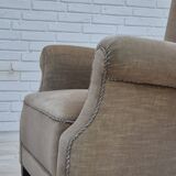 1970s, Danish highback armchair, original condition, furniture velour, bech wood.