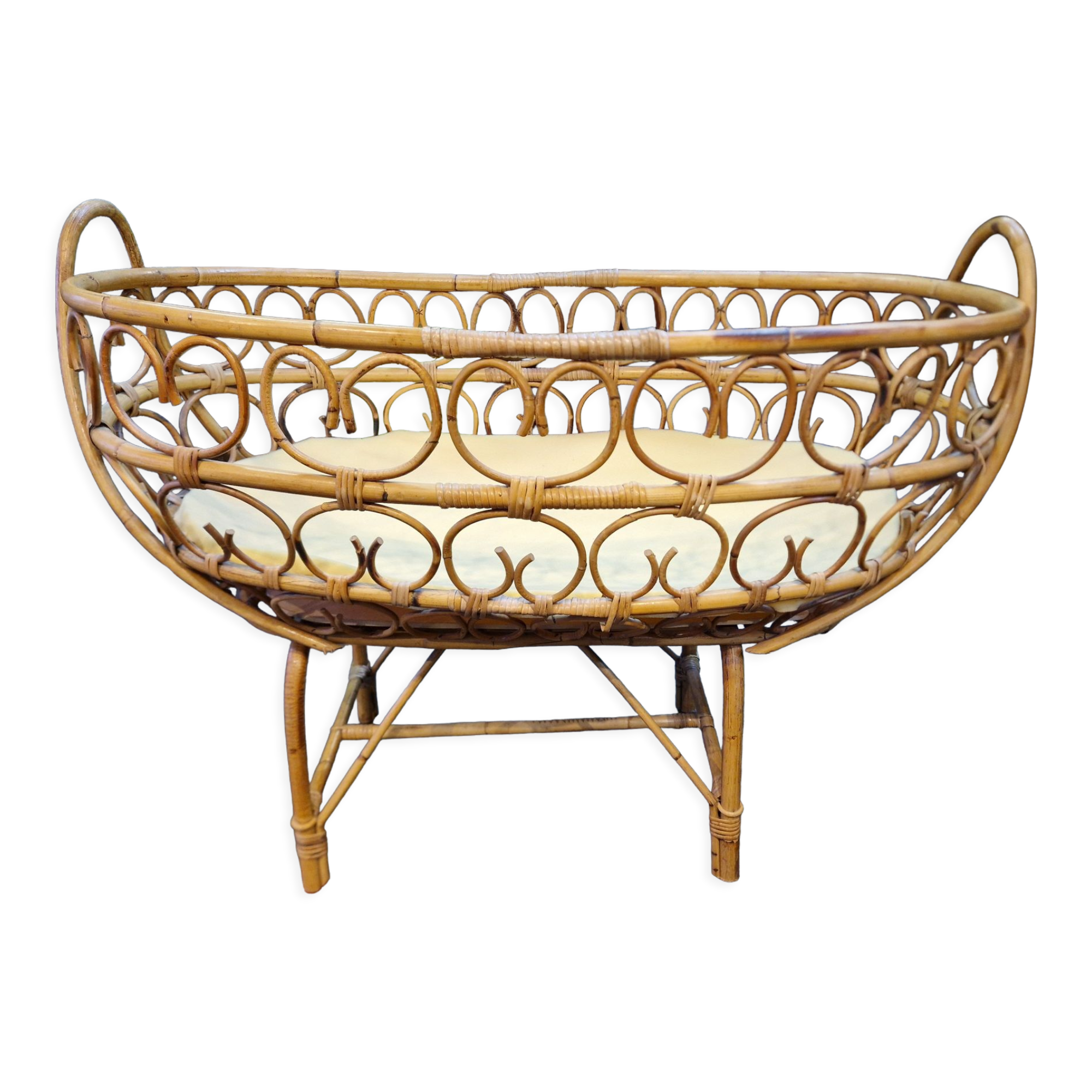 Rattan and bamboo cradle