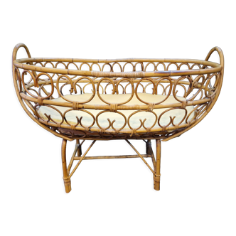 Rattan and bamboo cradle