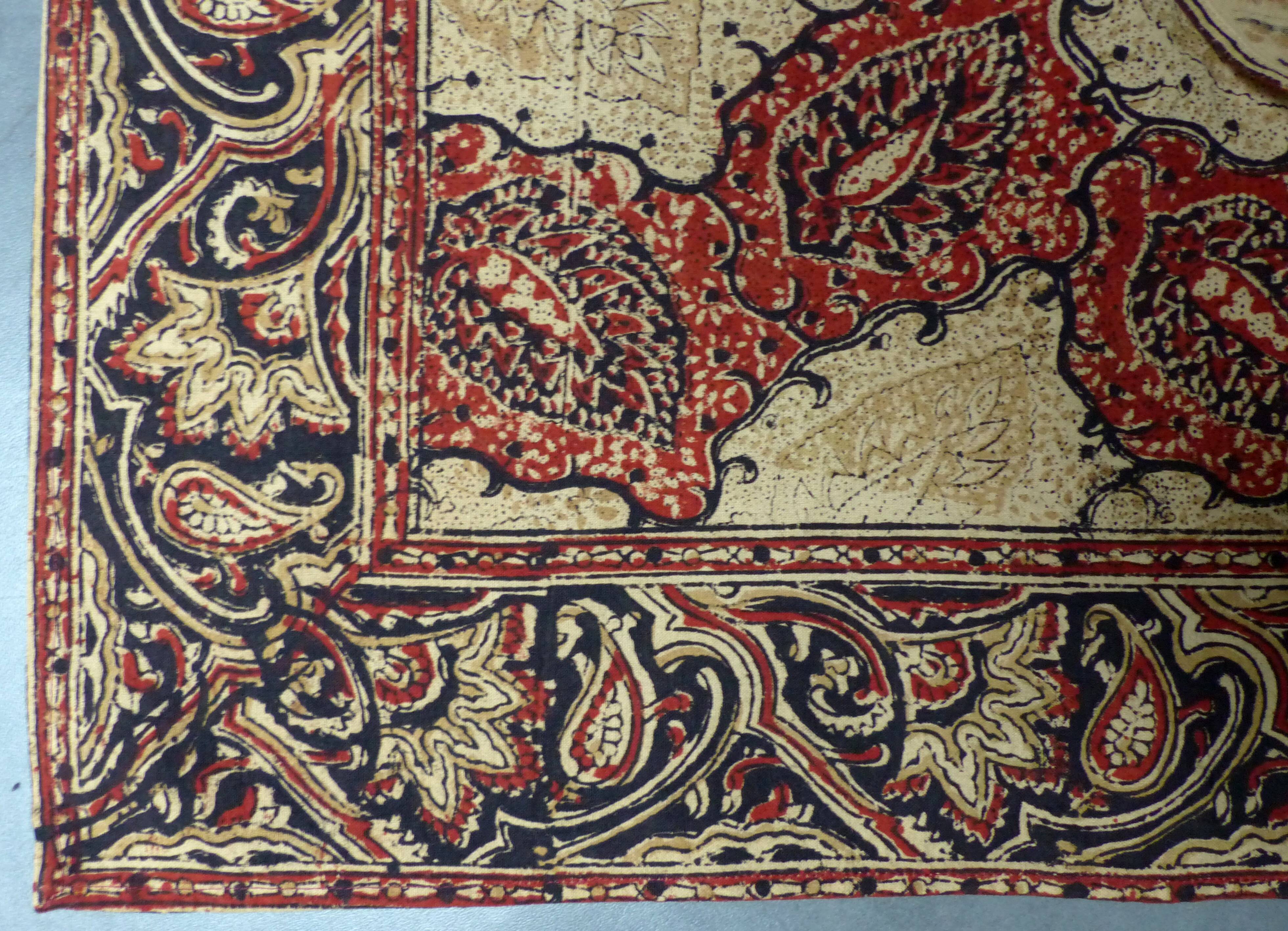 Square Indian tablecloth 130x130 with paisley patterns.