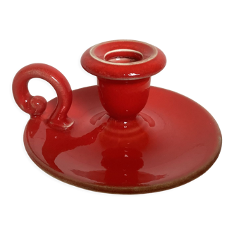 Red ceramic cellar rat candle holder