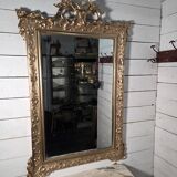 Antique Art Nouveau gilded mirror, 138cm