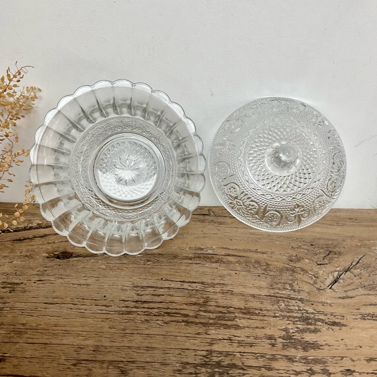 Vintage chiseled glass sugar bowl