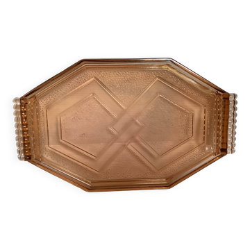 Plat plateau en verre rose style Rosaline C