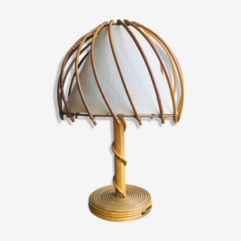 Lampe en rotin vintage - 1960