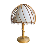 Large vintage rattan lamp - 1960