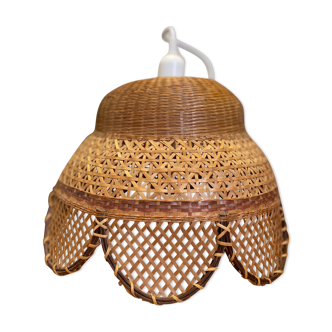 Vintage rattan and wicker pendant light